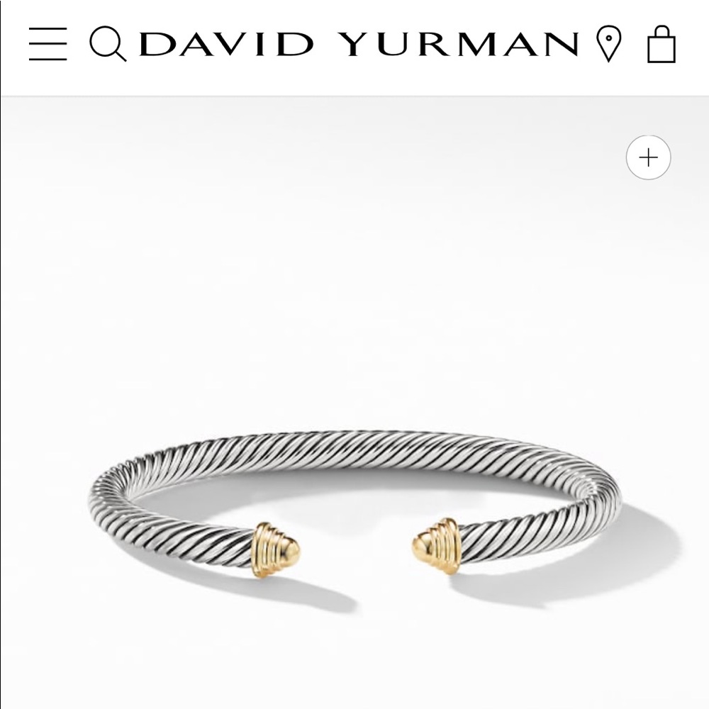 Cable Bracelet w/14K Gold, 5mm - David Yurman